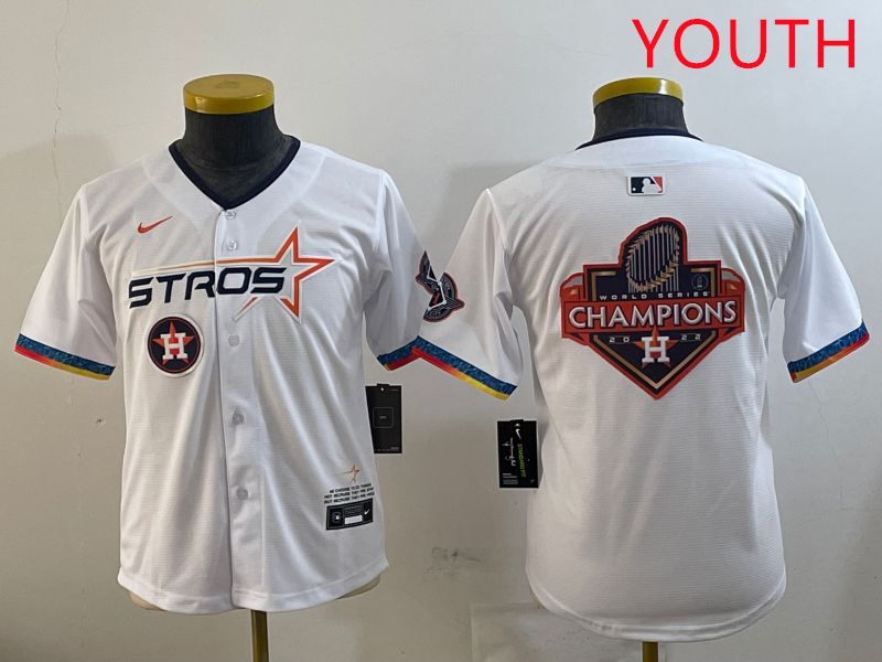 Youth Houston Astros Blank White Fourth generation Joint Name 2025 Nike MLB Jersey style 15->youth mlb jersey->Youth Jersey